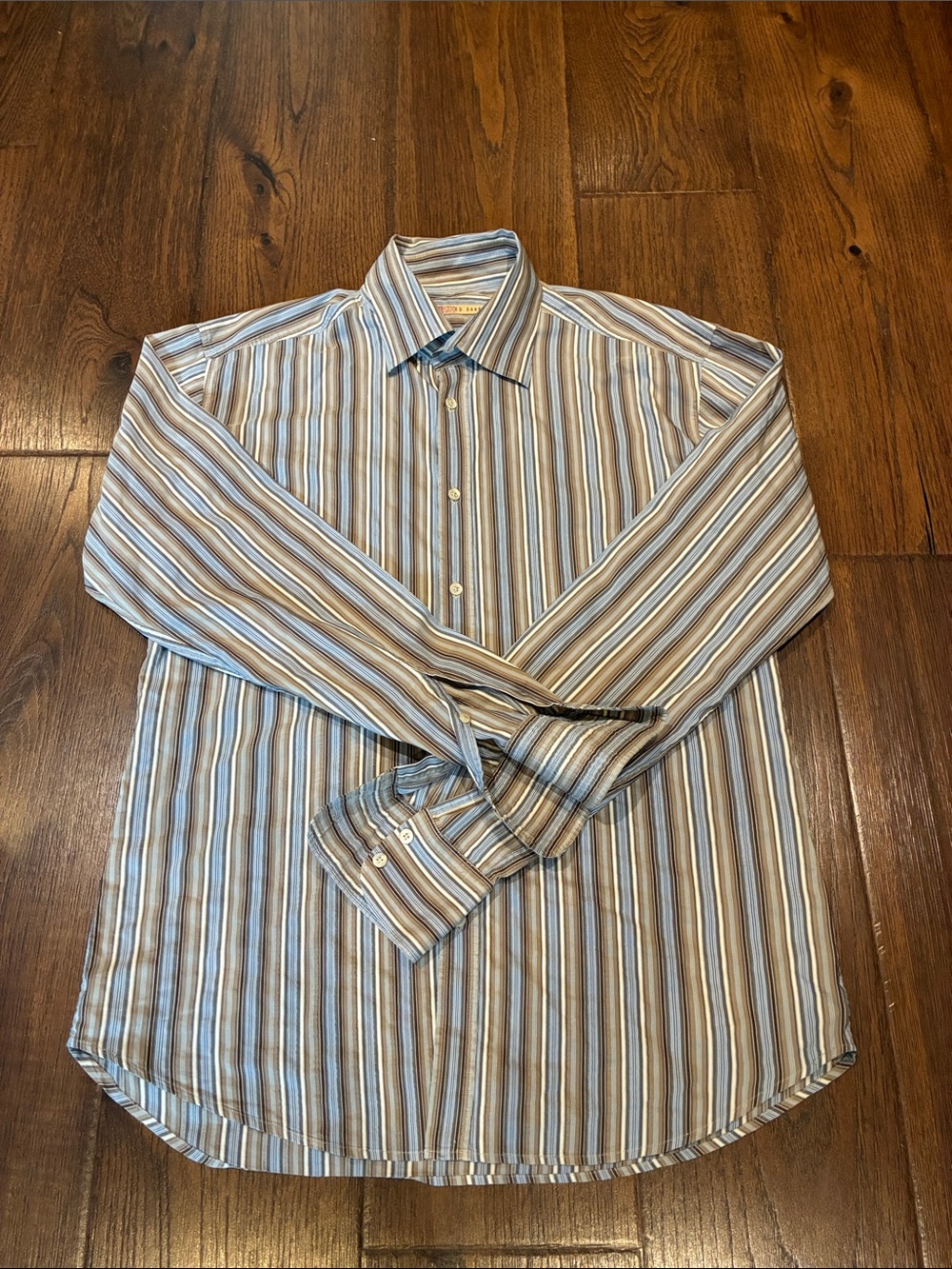 Ted Baker Blue & Tan Striped Dress Shirt